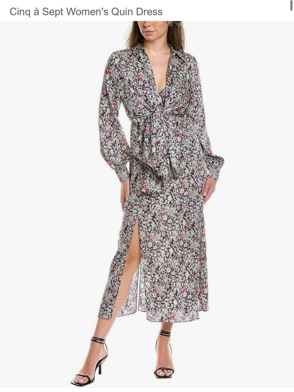 cinq a sept Floral Tie-Waist Maxi Quin Dress size 10